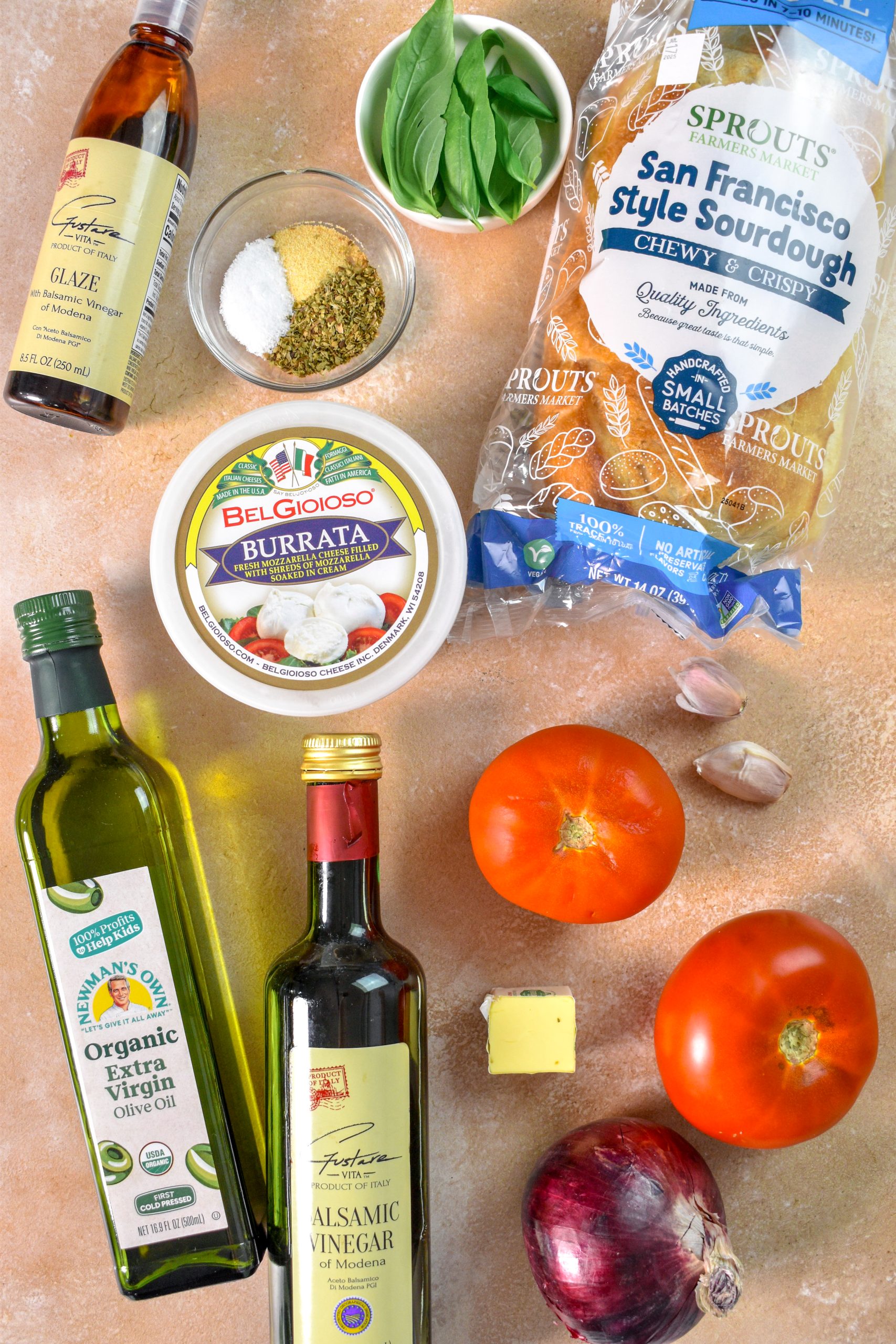 This is an image of the ingredients needed to make bruschetta flatbread