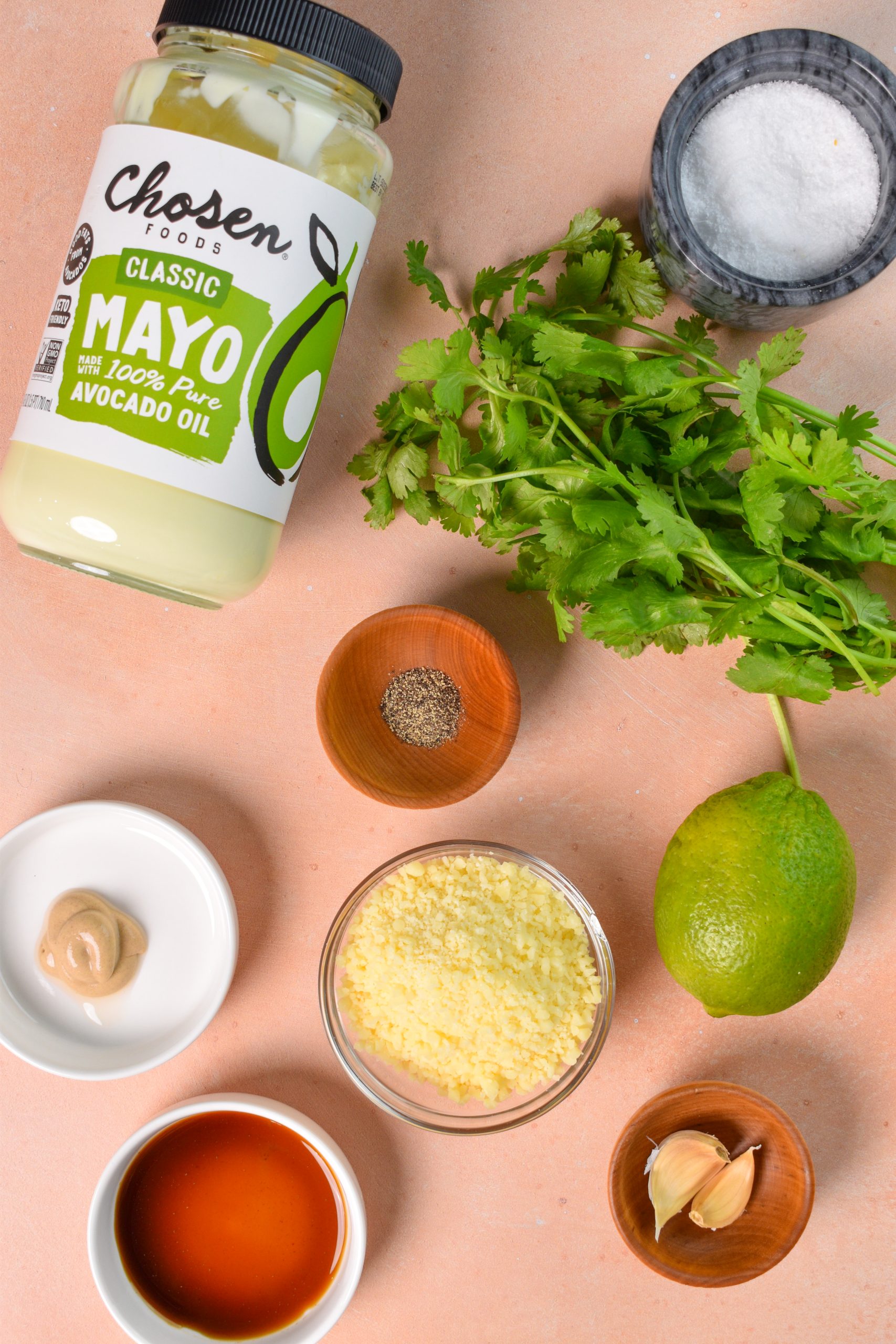 This is an image of the ingredients needed to make cilantro lime dressing