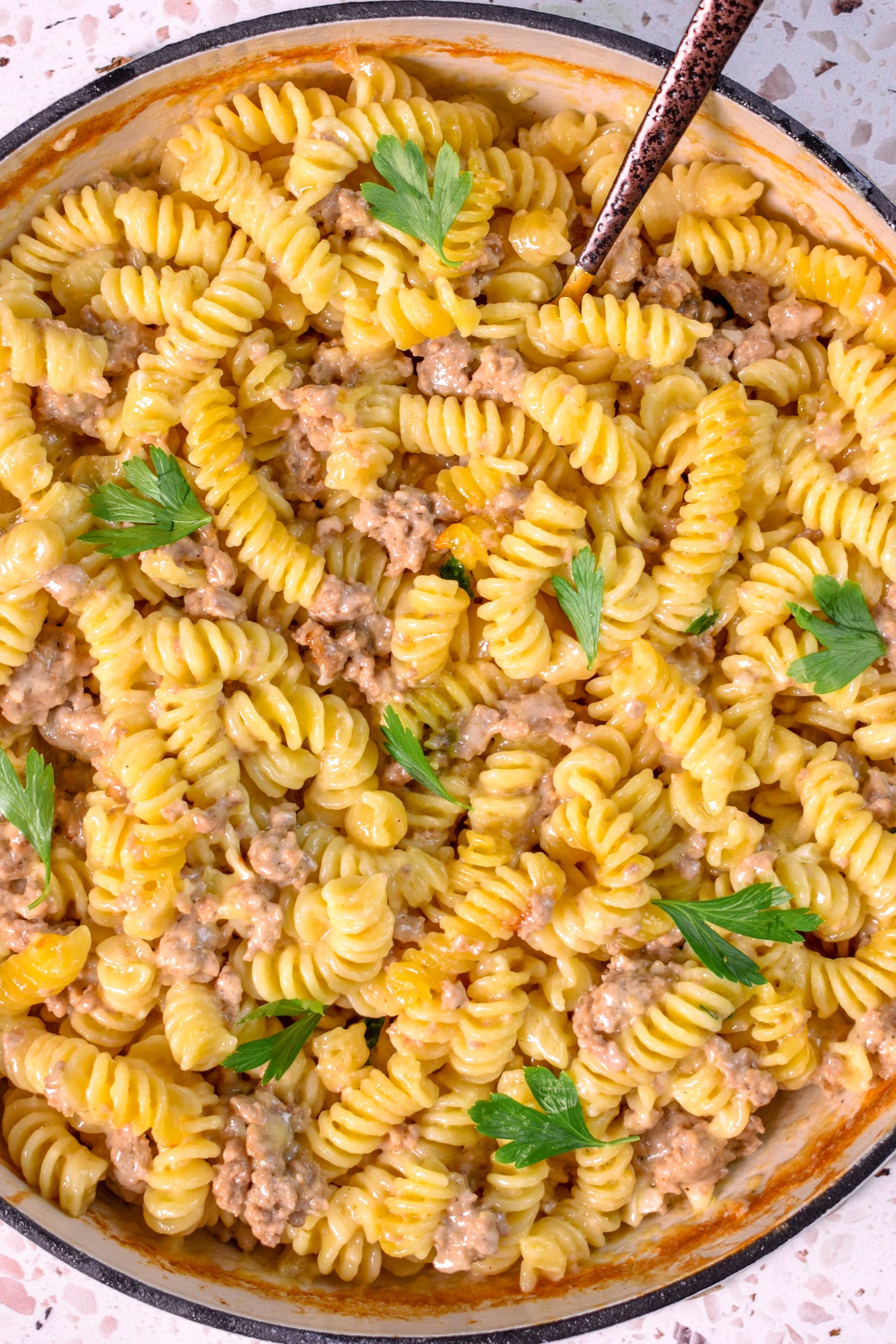 Creamy Garlic Parmesan Ground Chicken Bake